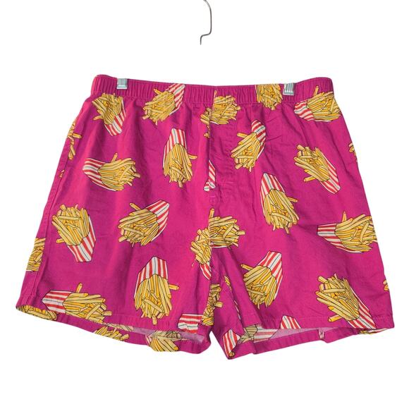 Old Navy Womens Medium Novelty Print Shorts French Fries Pink All Over Print - Picture 1 of 13